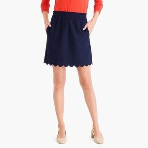 J Crew Sidewalk Scalloped Skirt Navy
